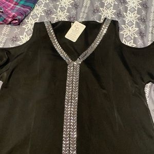 sexy cut out shoulder silky top